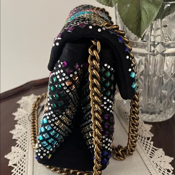 NWT - Kurt Geiger London rainbow crystals mini-Brixton shoulder bag. - Picture 4 of 11